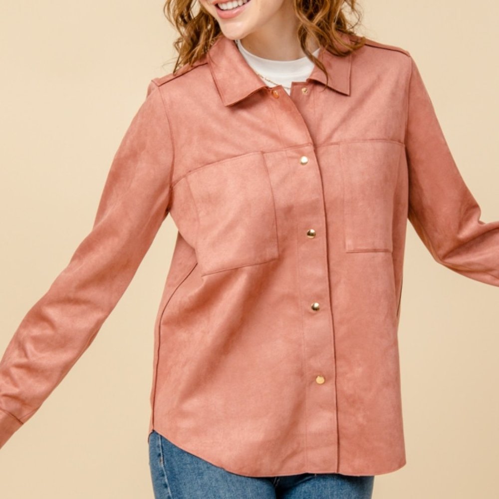 Suede Button Down Shirt - Picture 4 of 7